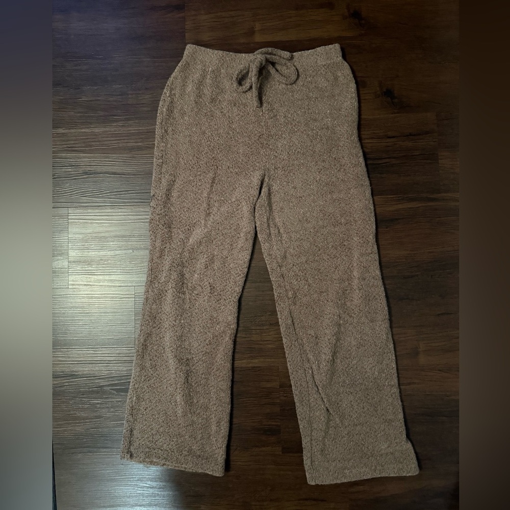 Blu Pepper Brown Knit Wide Leg Lounge Pants‎ Drawstring Large